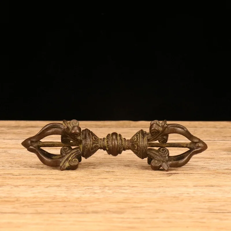 Antique-style copper scepter, esoteric ornaments, home decoration, four-pronged vajra, dharma instrument, alloy craft