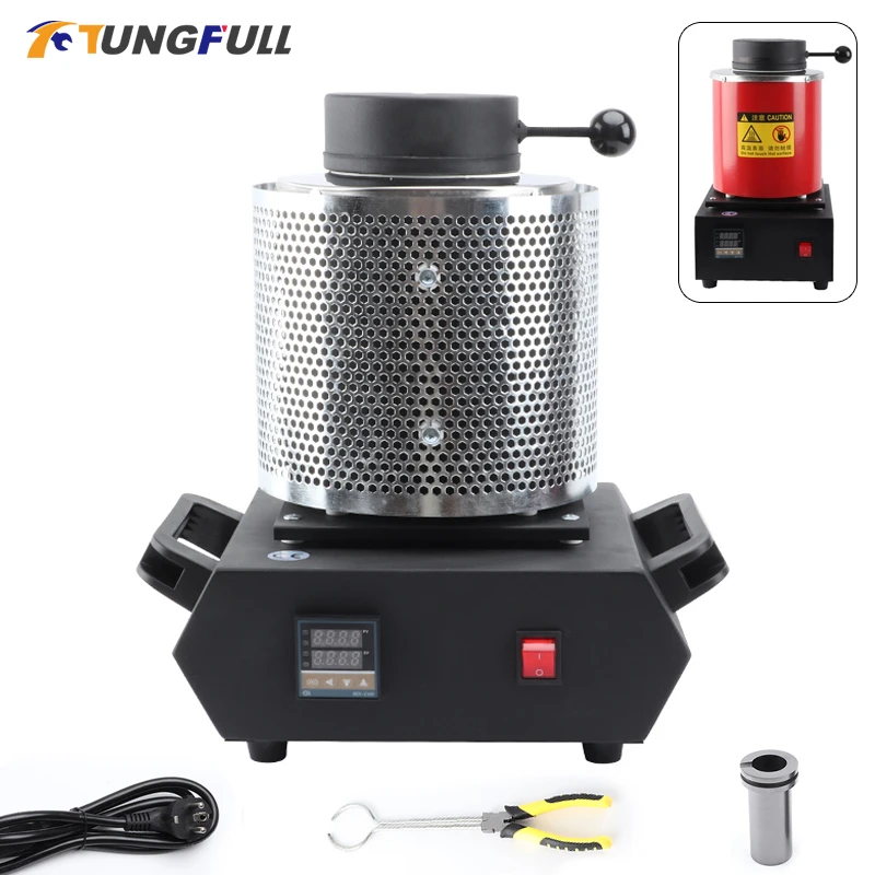 

1/2/3KG Electric Gold Melting Furnace Machine 1600W 110V/220V Graphite Crucible for Gold Silver Copper Aluminum Melting Tool