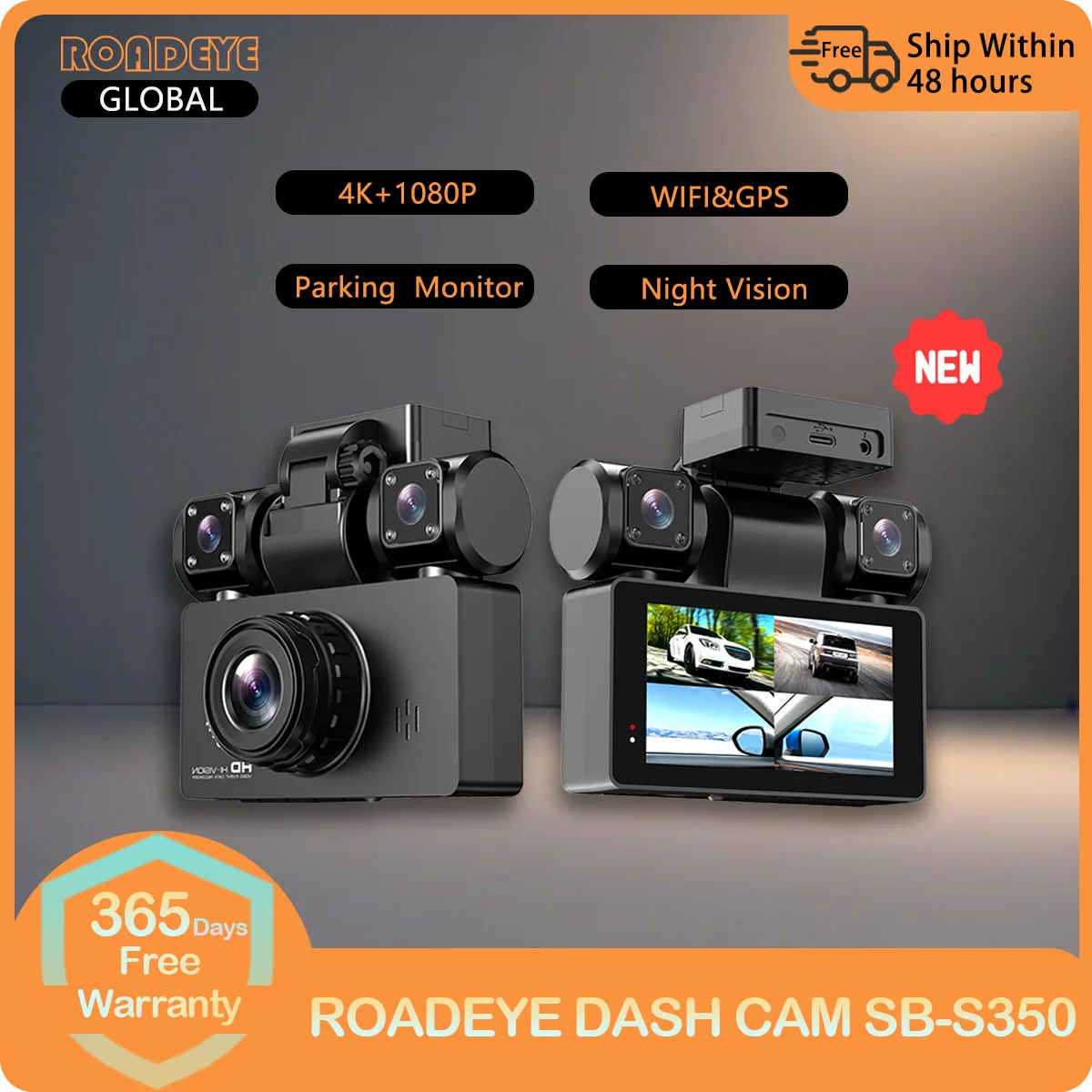 

4K Dash Cam 4 Channel Car DVR, Front/Rear Camera Night Vision, Loop Recording,24H Parking Monitor,Wide Angle Driving Recorder
