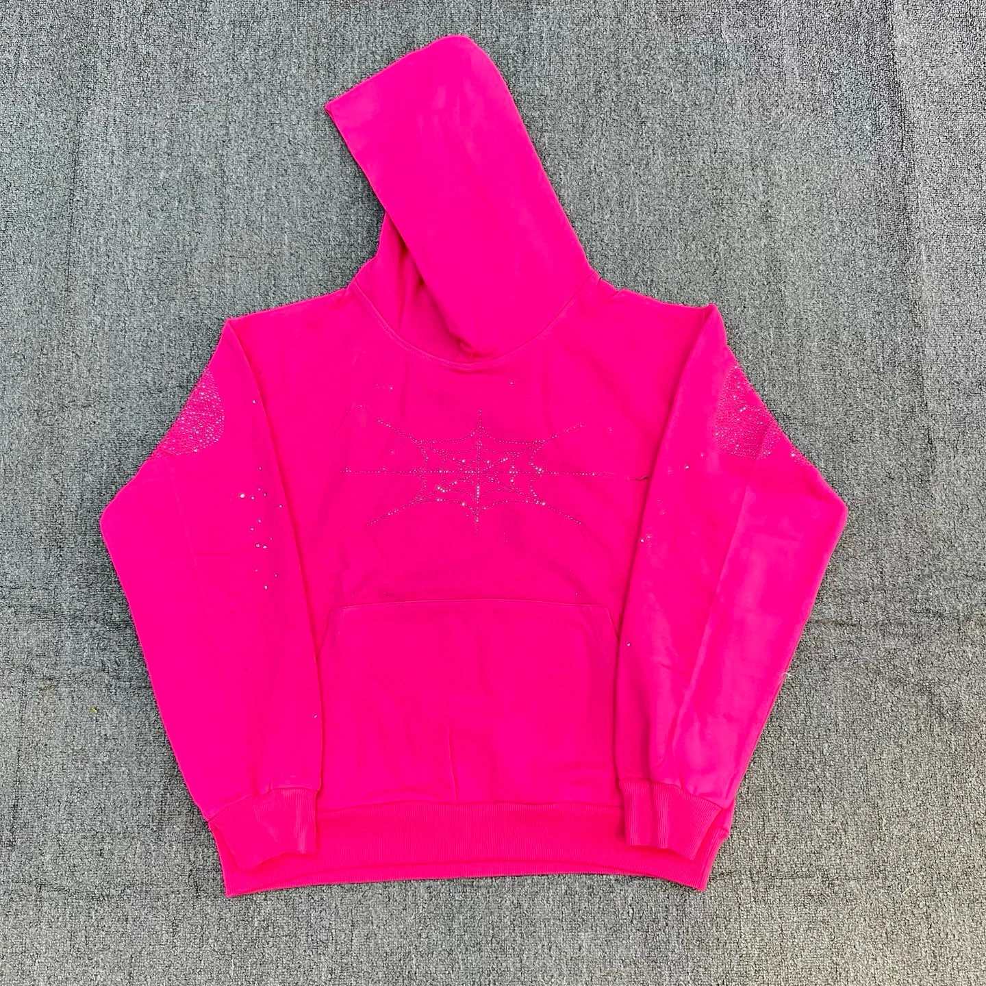 

Hooded Spider Web Glitter Pants And Sweatirt Set for Men And Women Summer Casual Loose Fit mid Waist Length American Sle