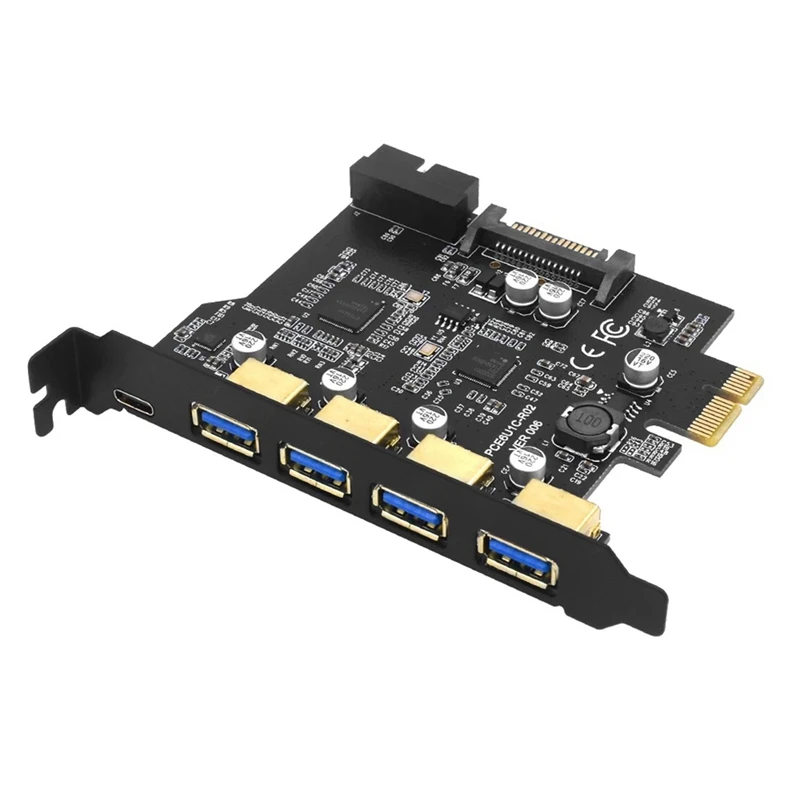 USB 3.0 PCI-E Type C Expansion Card PCI-E 1X To USB 3.0 Controller 4Port USB 3.0 + 1Port USB 3.1 PCI-E Card Adapter