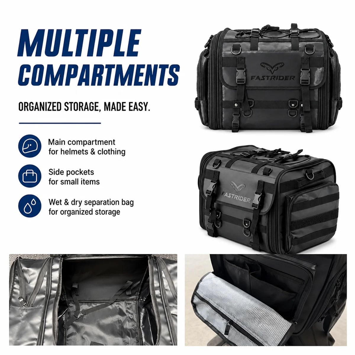Motorcycle Tail Bag 40L/60L 100% Waterproof Motor Side Seat Tank Bag Saddle Pannier Bag Motorbike Backpack Suitcase  Luggage Box