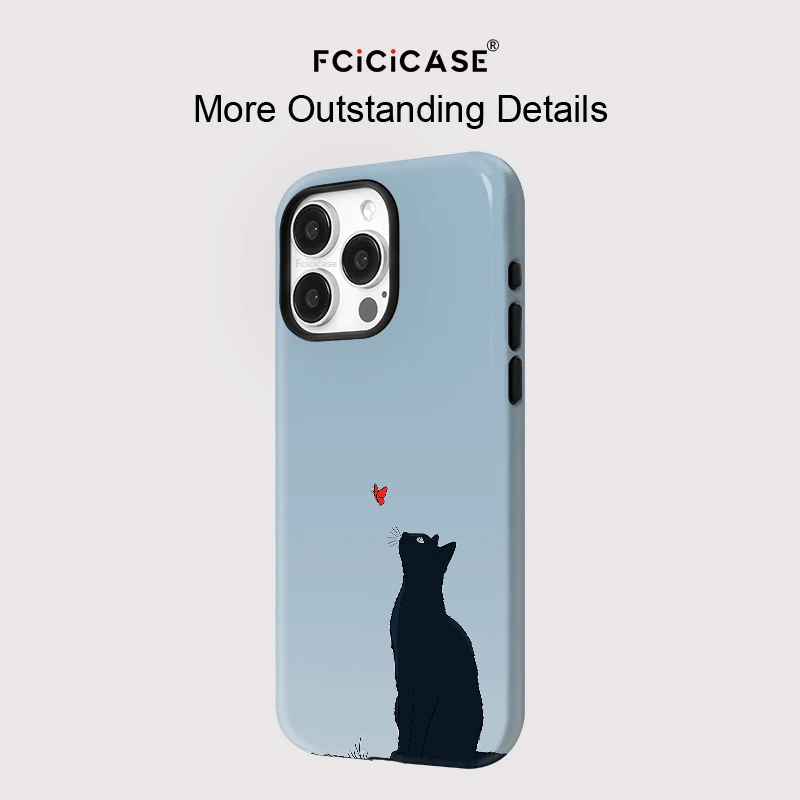 Fcicicase Matte Phone Case For iPhone 16 15 14 Plus 13 12 Pro Max 17 Air Black Cat For Magsafe Magnetic Wireless Charge Cover - view 5