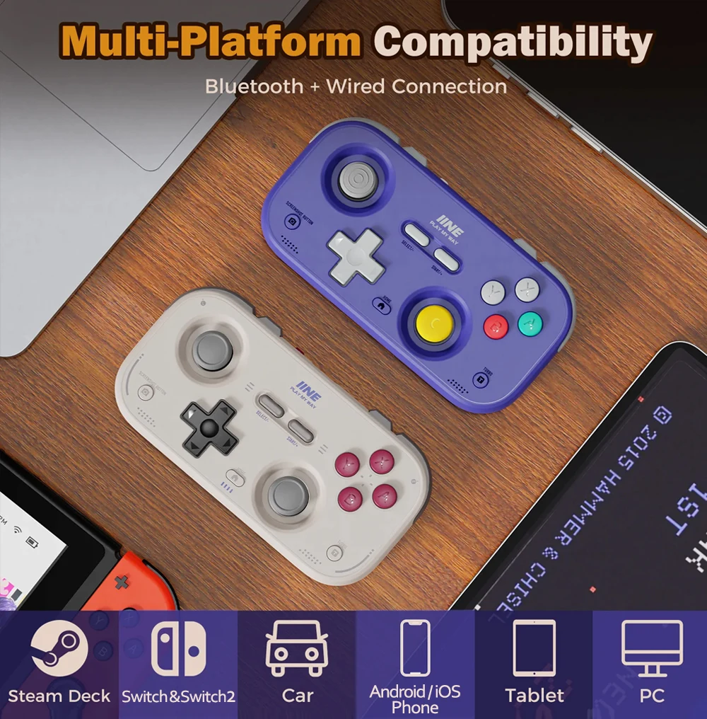 IINE Pocket Gamepad for Nintendo Switch 2/1 Steam Deck Phone Car Portable Retro Controller Hall Effect Joystick NS Version