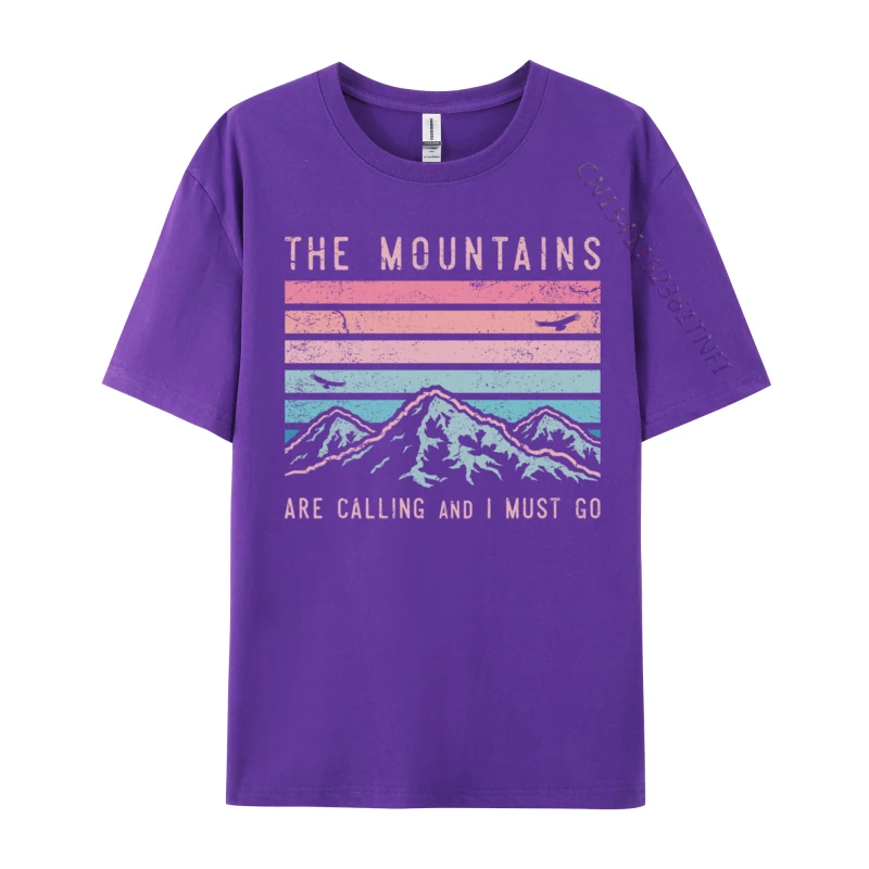 Mountains Are Calling I Must Go Retro Men Cheap Tops Shirts T-Shirt Vintage 80s Mountain Tee-Shirt Camisas Basicas Hombre