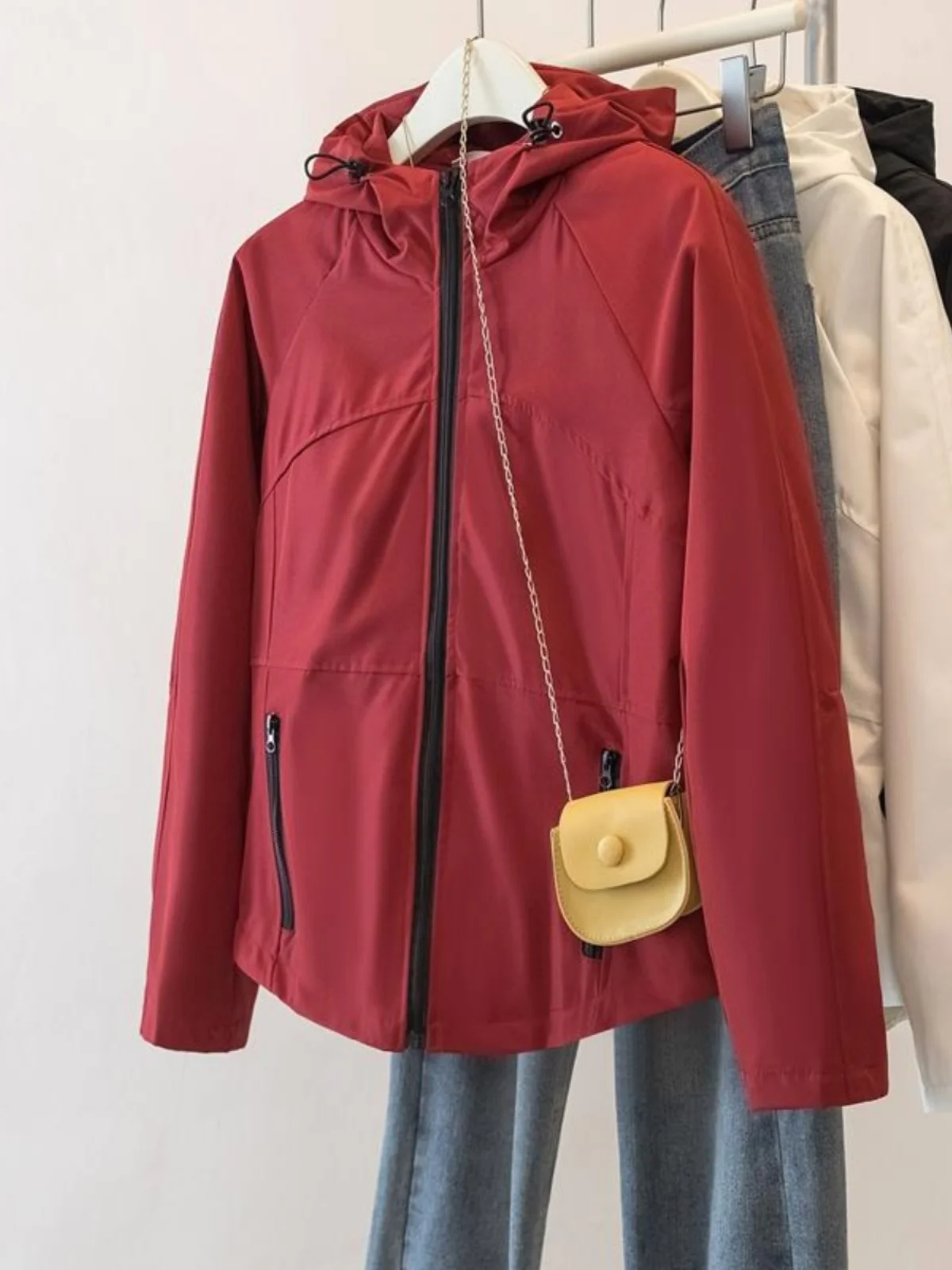 

plus Size Women's Spring Jaet 2026 New Sle Slimming Meat Covering oulder High Sensation Hooded Top Commute Sle Slim Fit