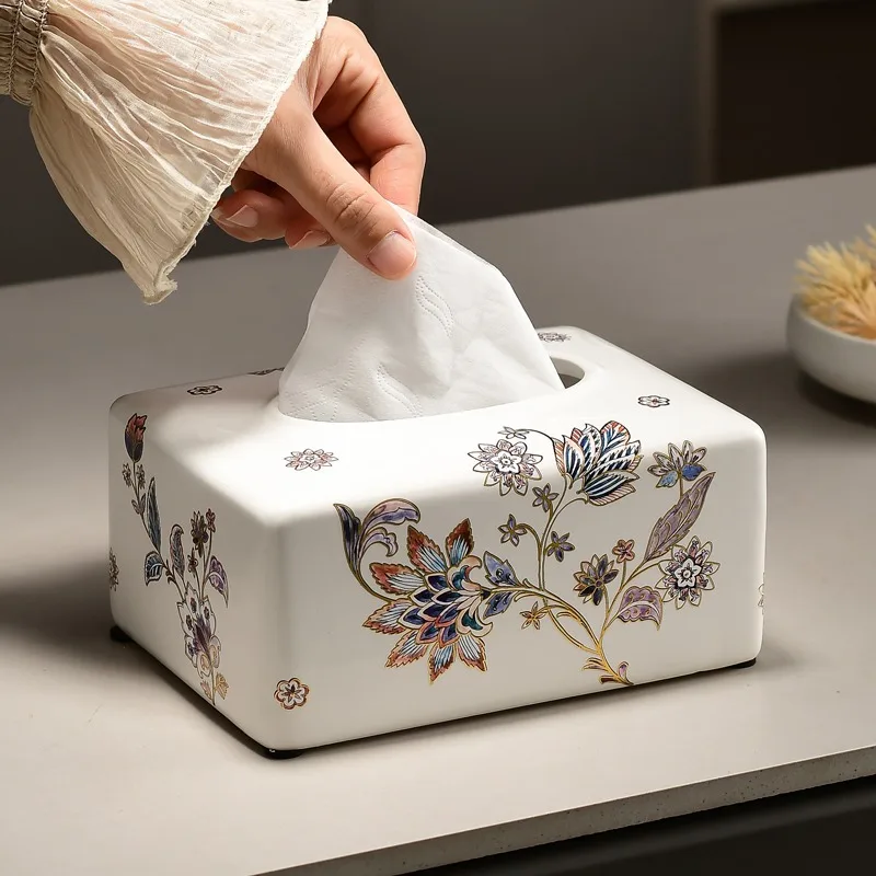 

Новая китайская ретро керамическая коробка для салфеток для гостиной, журнальный столик, чайная комната, ящик для хранения бумаги, высококачественное ощущение