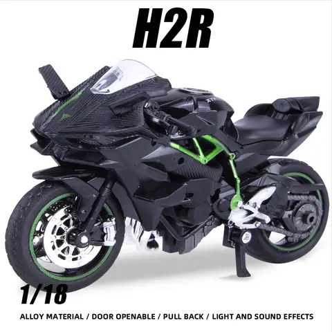 1:18 H2R Alloy Motorcycle Model Toy Boy Diecast Metal Vehicle Fast and Furious One Piece Hot Wheel Miniature Gift for Children
