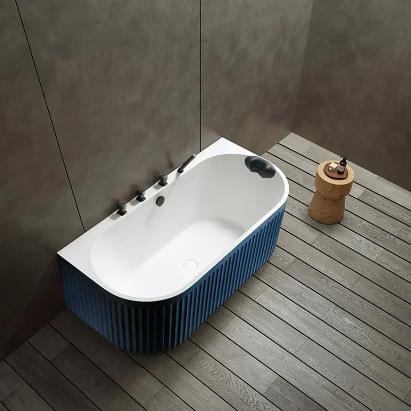 standalone soaking comfortable solid surface surround stone bath tub for adult freestanding bathtub