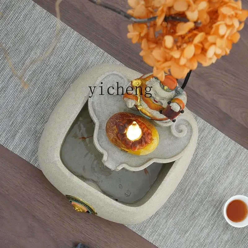 L14- R flowing water ornament attracts wealth and treasures, oice layout entry entrance small fountain