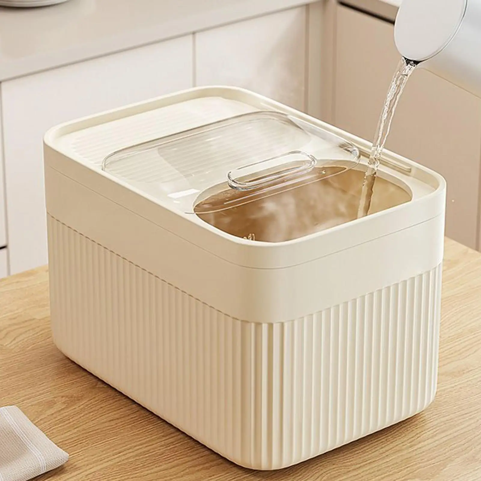 Rice Storage Container Dishwasher-Safe Large Capacity Airtight Cereal Organizer With Measuring Cup Rice Containers Organizer Box