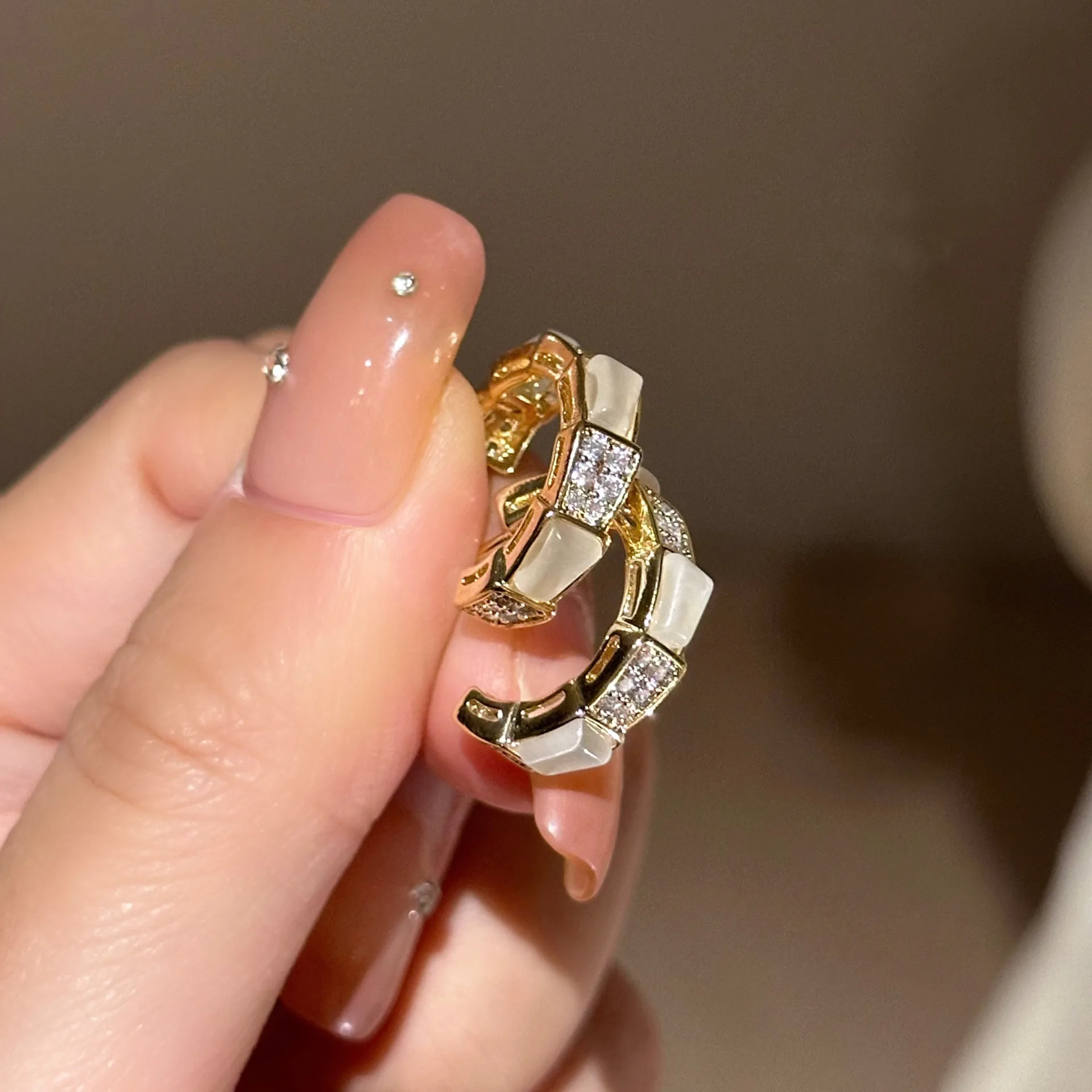 1Pair French Inlay Drill Exquisite Geometry Circle Earrings for Women Niche Design Commuting  Light Luxury Trend Paty Jewerly