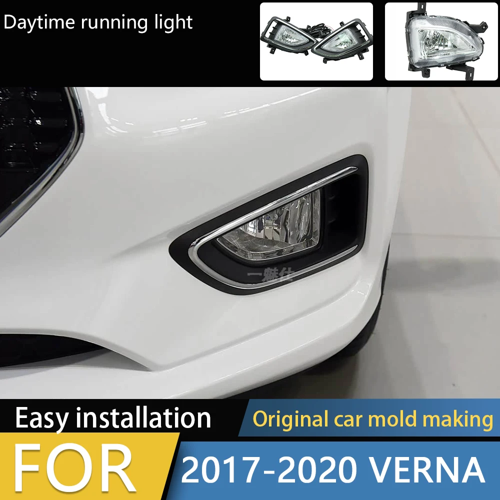Front Bumper Fog Lamp Upgrade FOR Hyundai verna reina 2017- 2020 Version Additional Foglight Set Switch + Wiring