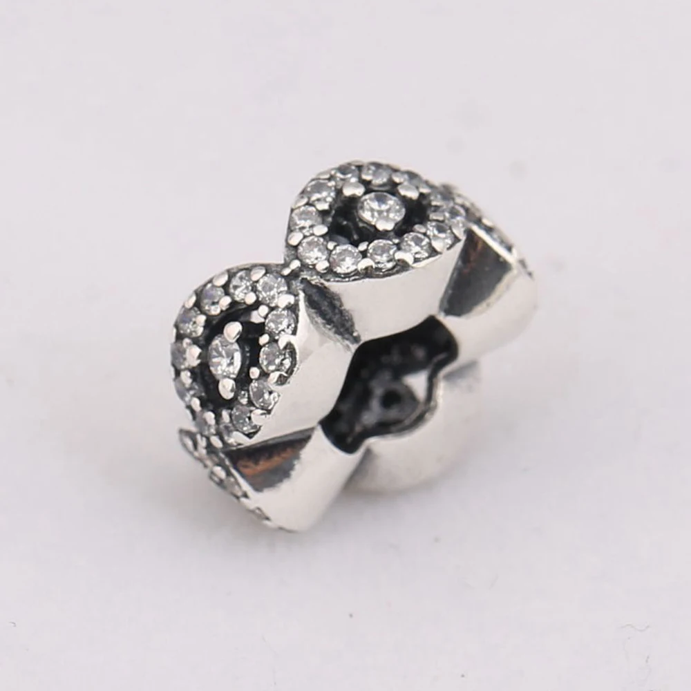 925 Silver Bead Cascading Glamour Infinite Love Polished Lines Spacer Charm Fit Fashion Women Bracelet Bangle Gift DIY Jewelry