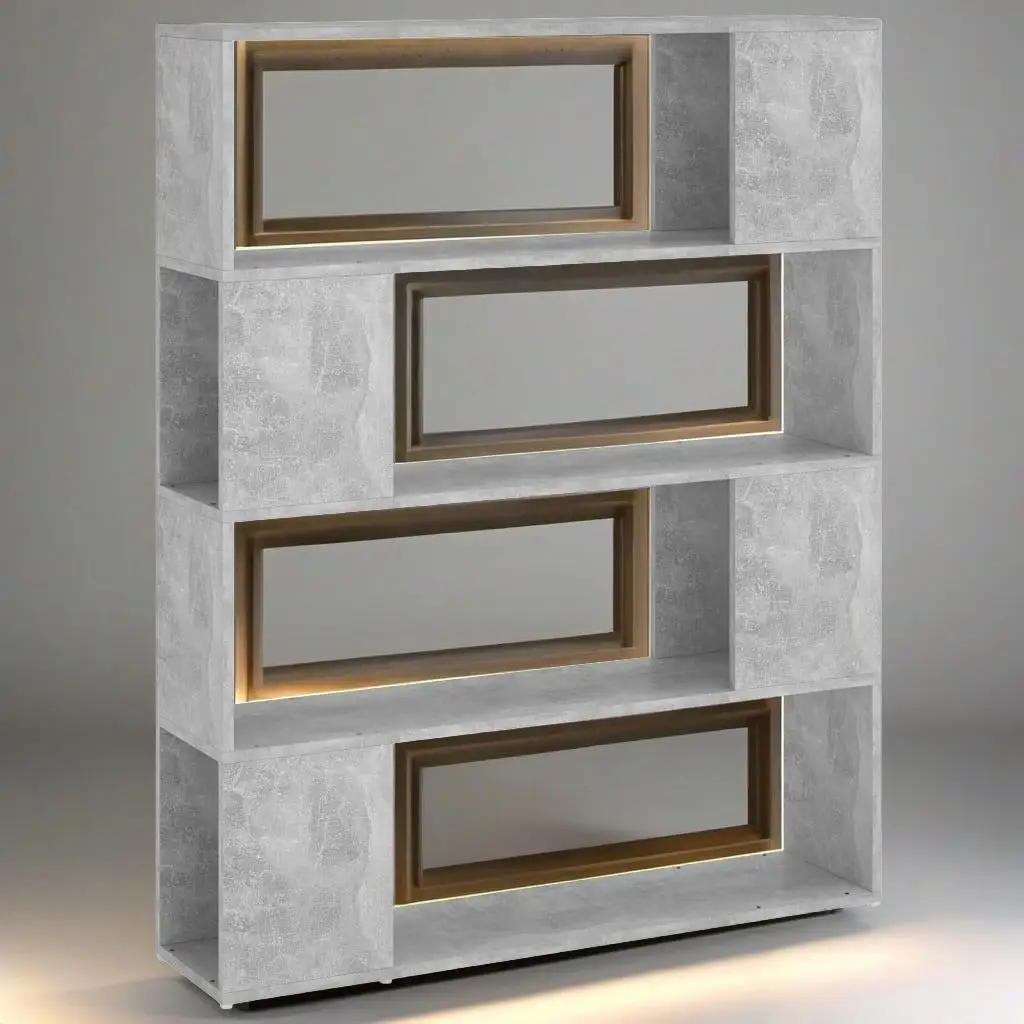 Betongrau Bücherregal Raumteiler 100x24x124 cm – Modernes Design für jedes Zuhause