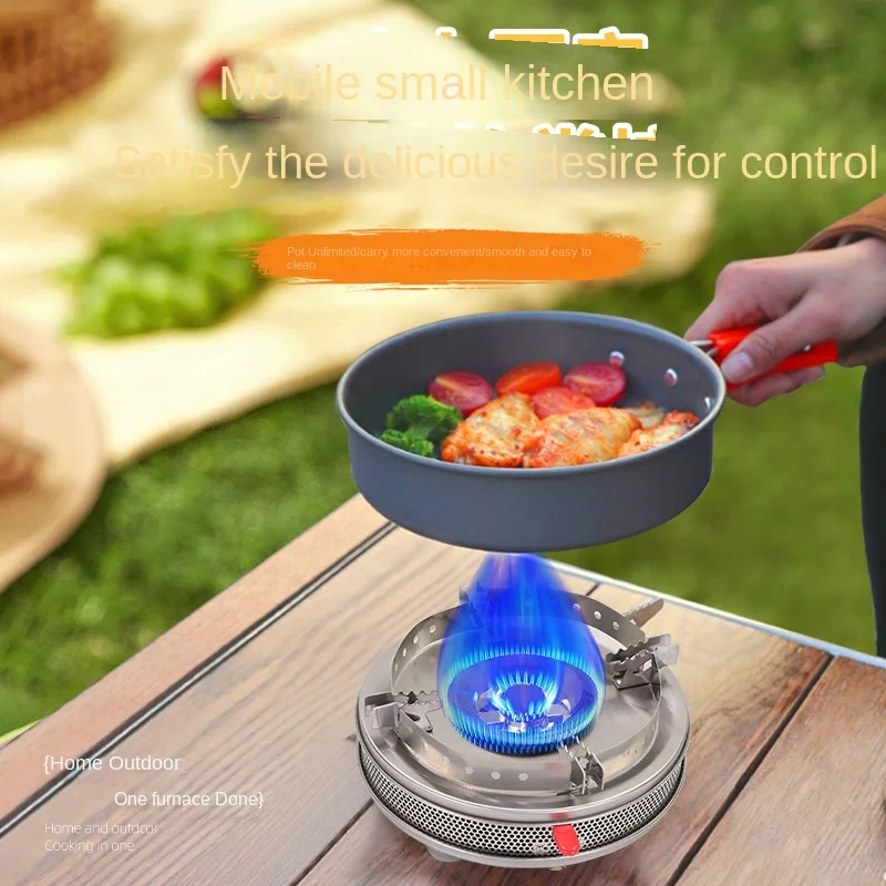 Outdoor ultra-thin portable gas stove stainless steel windproof portable high-power compact energy-saving camping