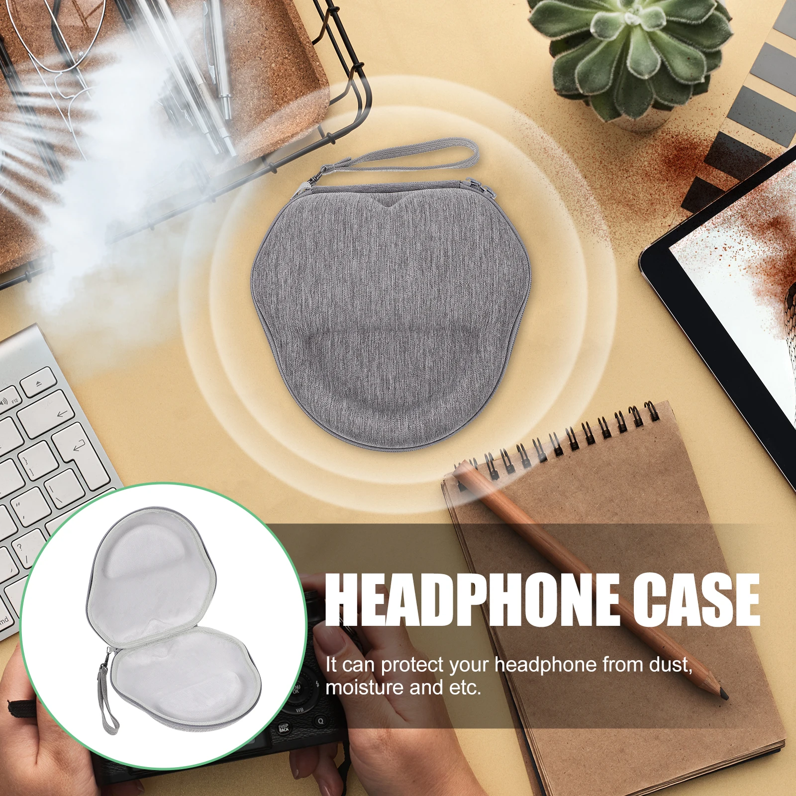 

Headphone Bag 600d Oxford Cloth Storage Holder for Protective Case Anti scratch Gray Headset Container
