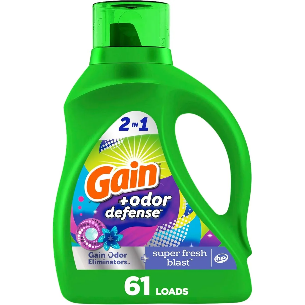 منظف الغسيل السائل Odor Defence، رائحة انفجار فائقة الطازجة، 88 أونصة، 61 تحميلًا