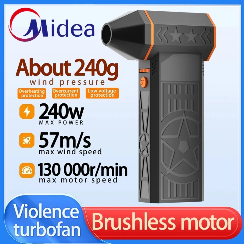 

Бесщеточный турбовентилятор Midea X50, 240 Вт, высокоскоростной портативный, 8000 мАч, перезаряжаемый, 57 м/с, Typhoon Wind Type-C, зарядный вентилятор для кемпинга, новый