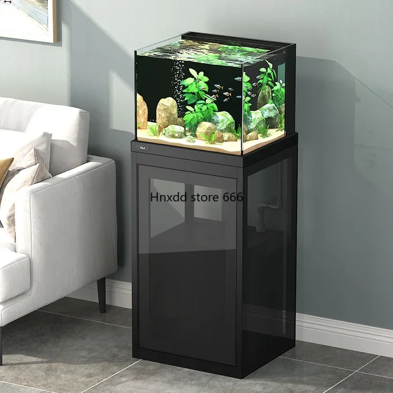 Back overflow bottom filter goldfish tank small ultra-white glass ecological aquarium