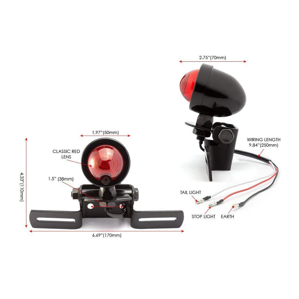 Torvian Universal Motobike Light Bulb Tail Lights Tailgate Lights Trailer Light with Lighted License Plate Holder