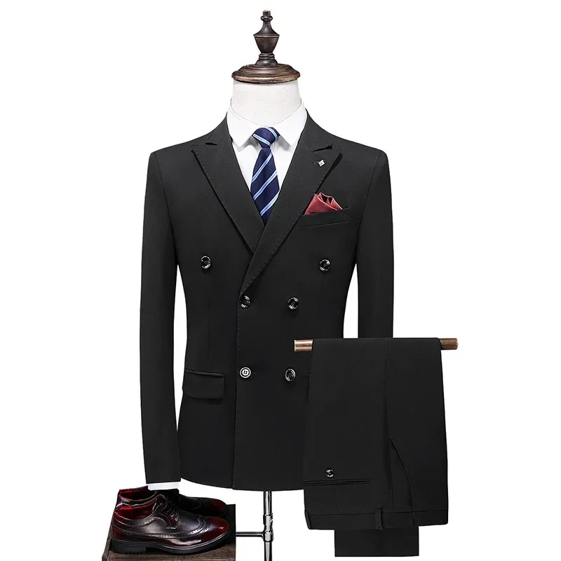 

New Light Luxury Fashion Men's Wedding Groom Set Business 3-piece Set New Formal Korean Slim Fit Set Tailcoat Men's Set