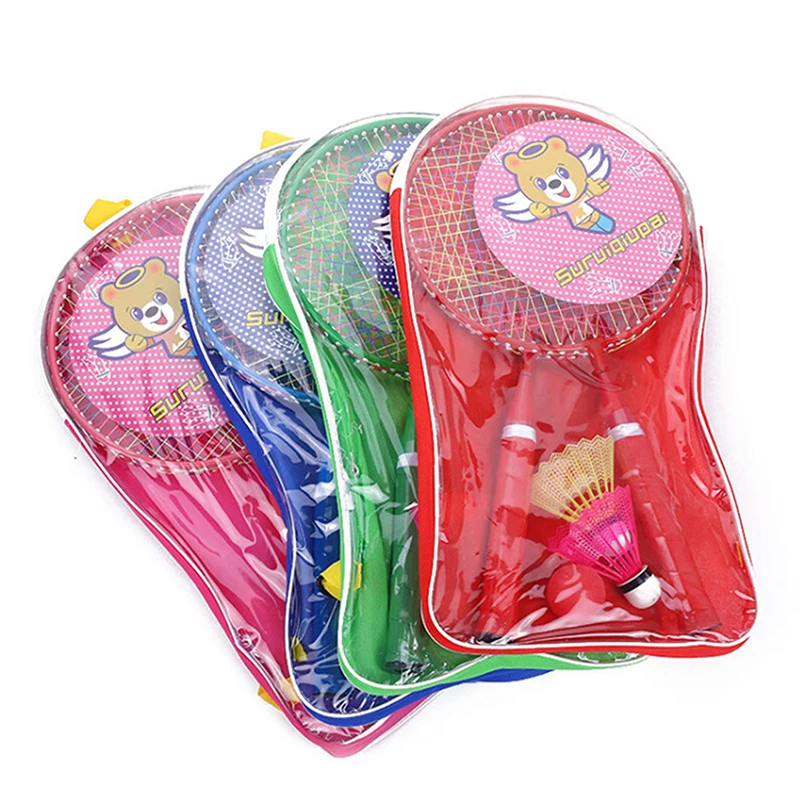 

Children Lightweight 2Pc Badminton Rackets Family Game Toy Double Racquet Set Comes With Carrying Backpack Kids Sports Equipment