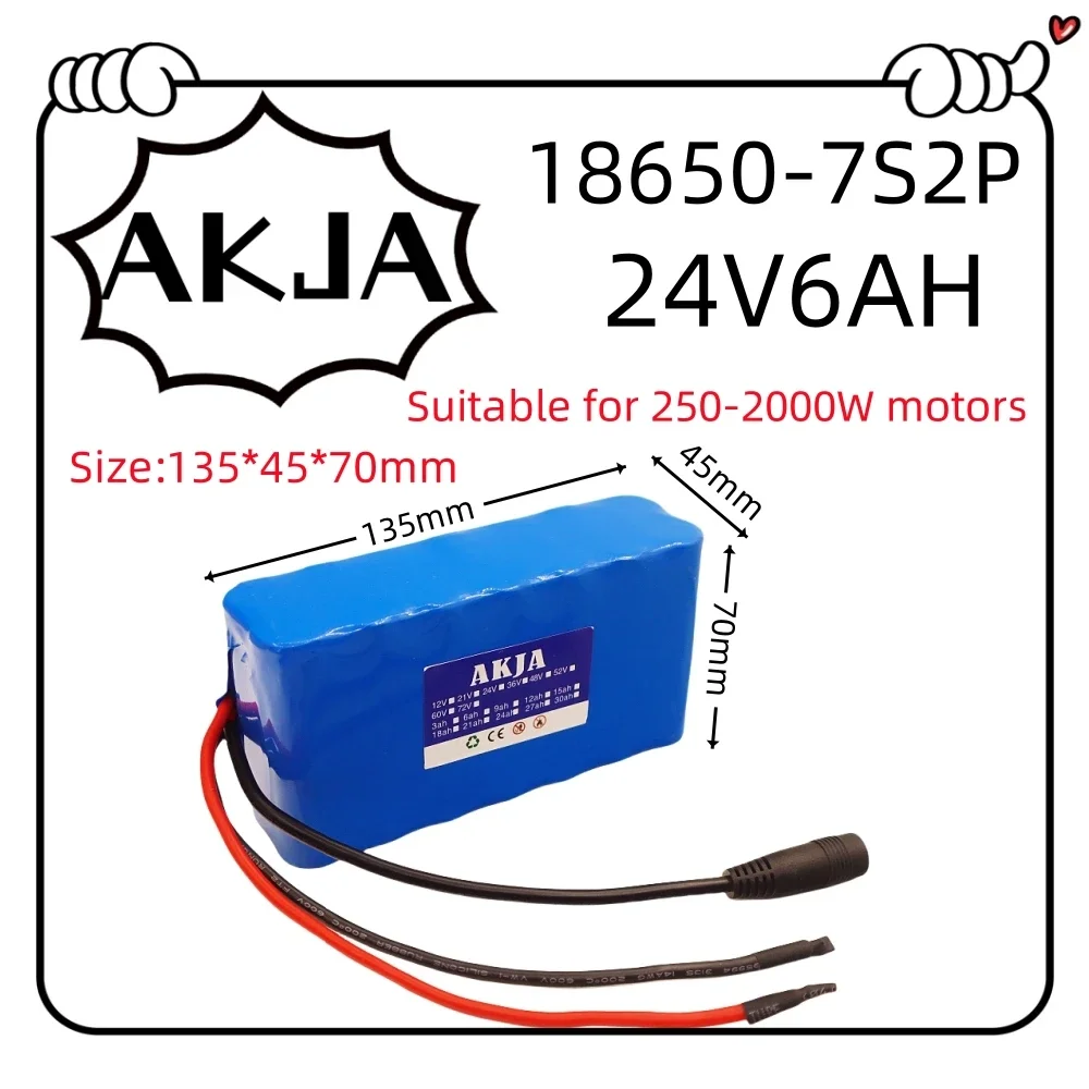 Air fast transportation18650 lithium battery pack 24V29.4V battery7S2P6AH suitable for 250-2000W motor new full capacity+charger