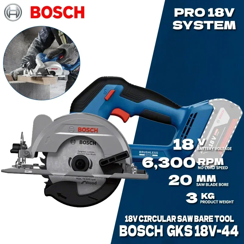 BOSCH Electric Circular Saw 18V Brushless Cordless 125mm Multi-Angle Carpentry Cutting Machine Bosch Power Tools GKS 18V-44