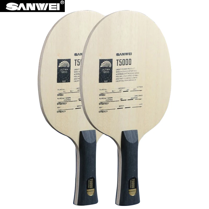 Original Sanwei T5000 Table Tennis Racket Blade 5 Wood & 2 Carbon Blade Professional Offensive Ping Pong Racket Bat Fast Attack