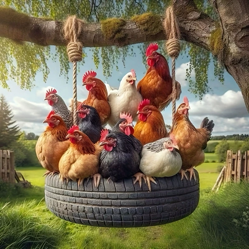 

Пазлы «Партия петухов на качелях» (500/1024 элемента) — сложная семейная игра для игровой комнаты, спальни, в подарок