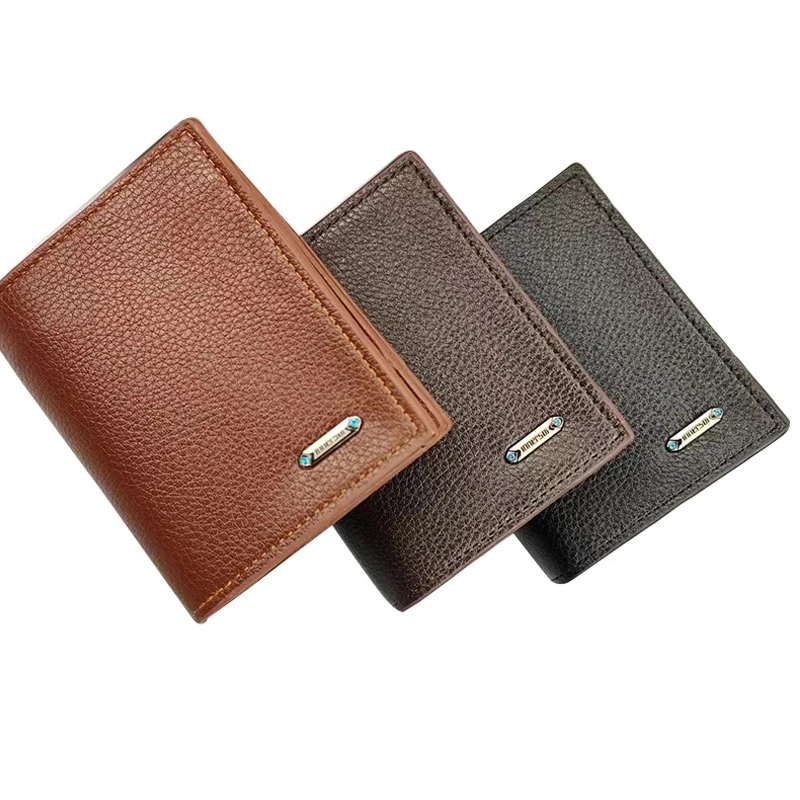 Men Short PU Leather Wallet Multi-Slot Coin Pocket Business Credit ID Card Holder Wallet Men Purse Simple Dollar Coin Money Bags