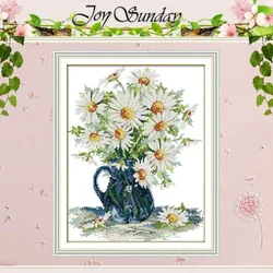 Daisy Vase Patterns Counted Cross Stitch Set DIY 11CT 14CT 16CT Stamped DMC Cross-stitch Kit Embroidery Needlework Home Decor
