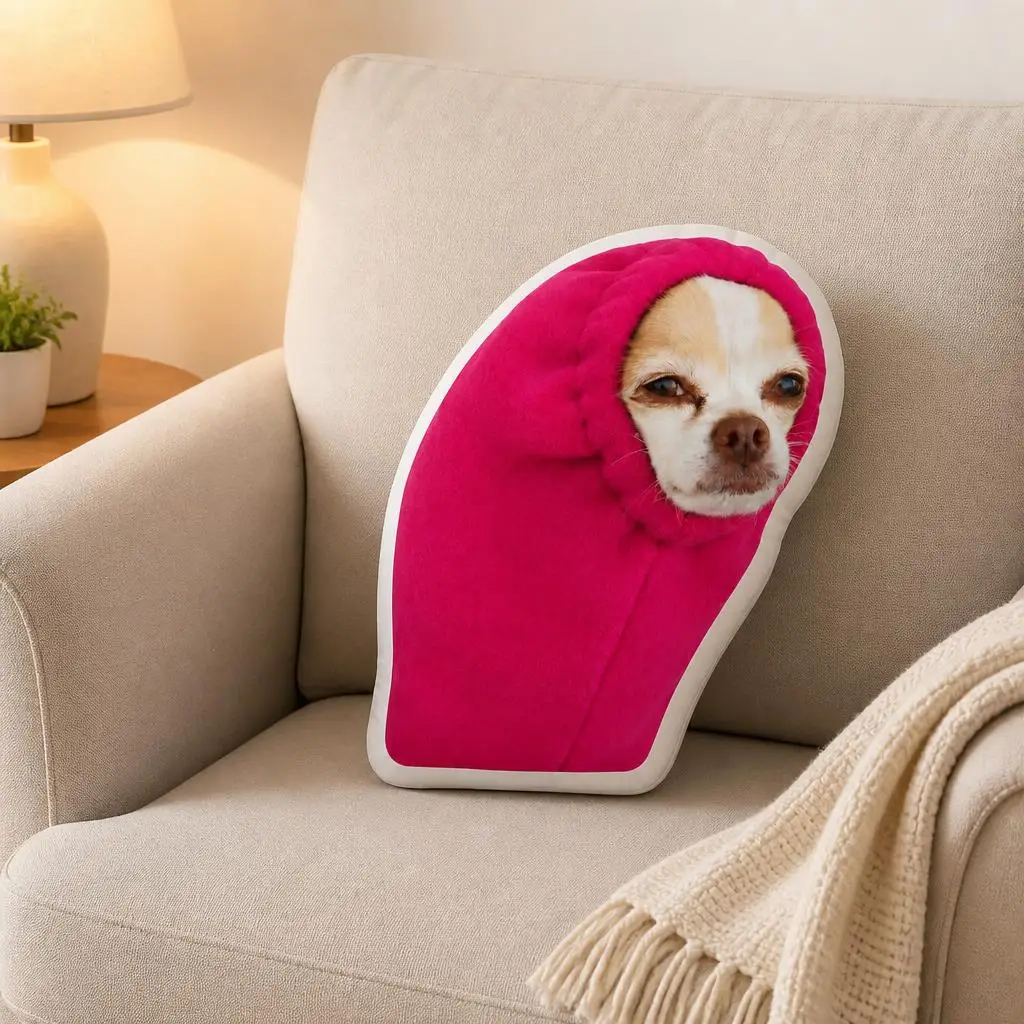Wrapped Dog Grumpy Face Meme Plush Pillow Cushion Irregular Stuffed Throw Pillow Home Decor Gift Sofa Bed