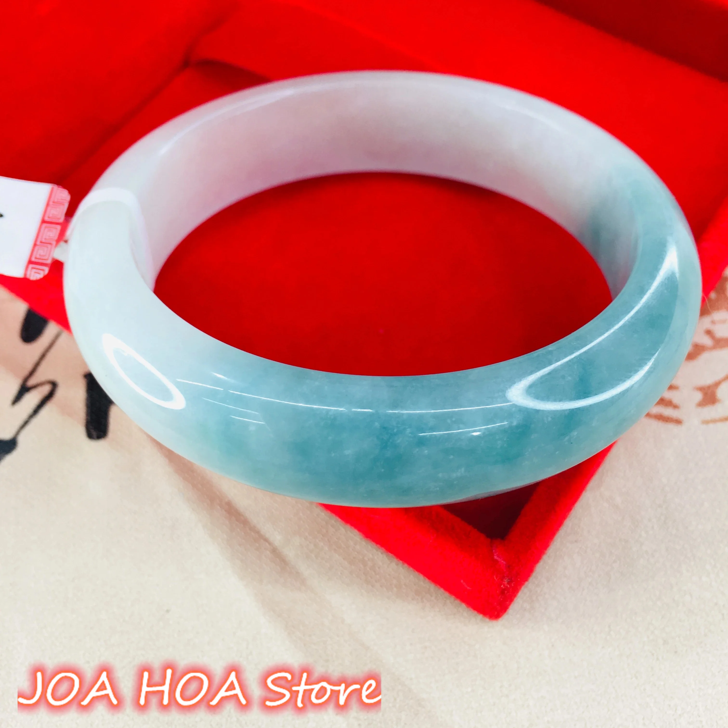 

Pure Natural Jadeite Ice Bottom Blue WaterDouble Color Female Jade Bracelet