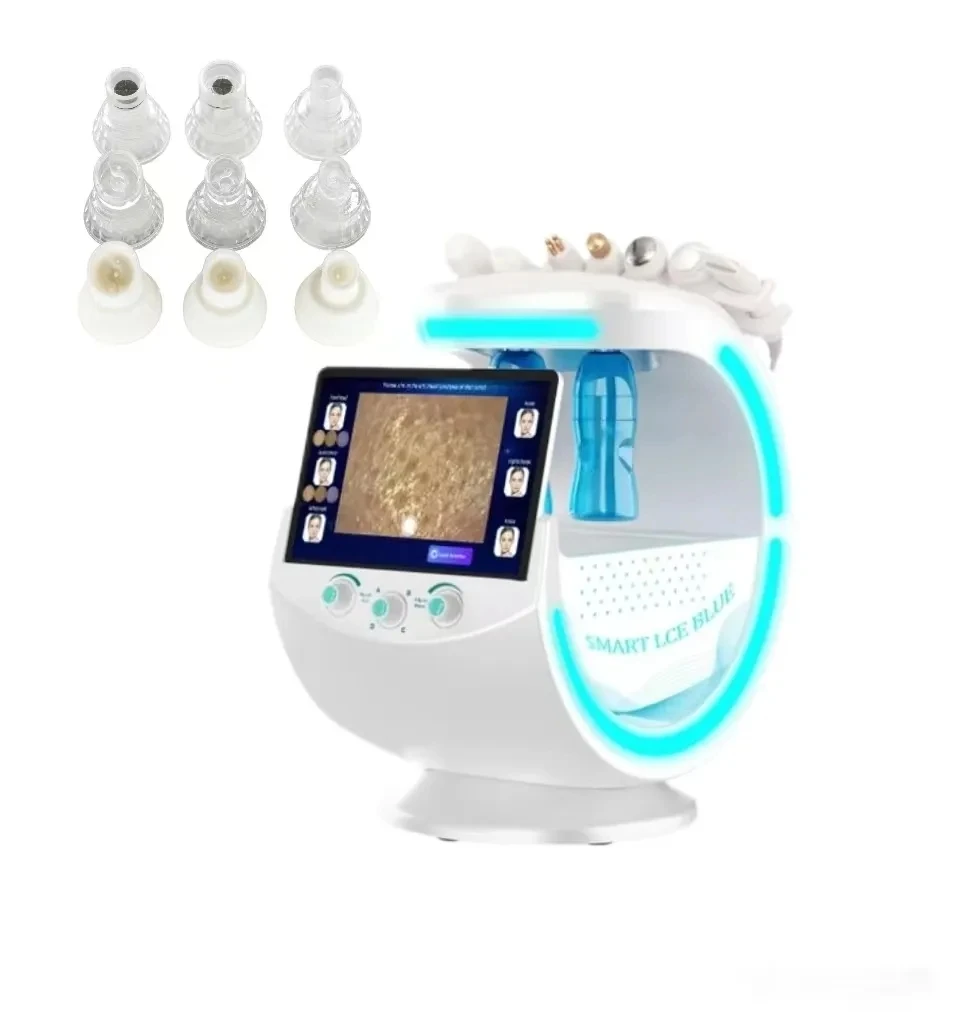 Hidrofacial Maquina 7 en 1 analyseur de peau intelligent bleu glace Microdermabrasion oxygène Machine faciale pour Salon