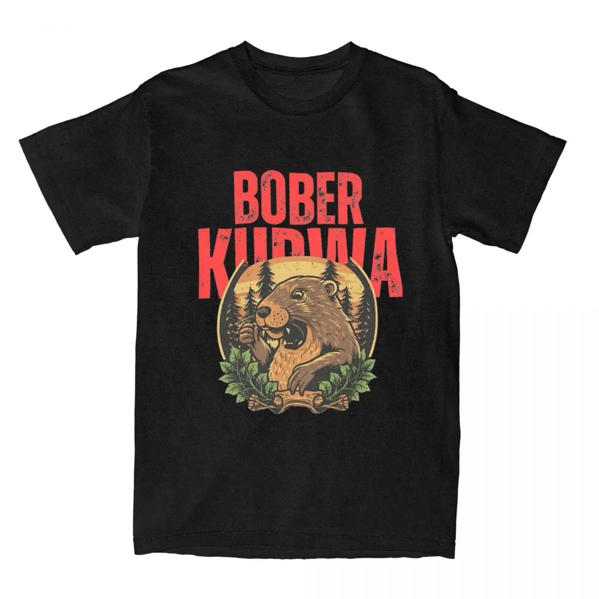 Novelty Bobr Bober Kurwa Beaver T-Shirts for Men Crewneck Pure Cotton T Shirt Funny Meme Short Sleeve Tees Gift Idea Clothing