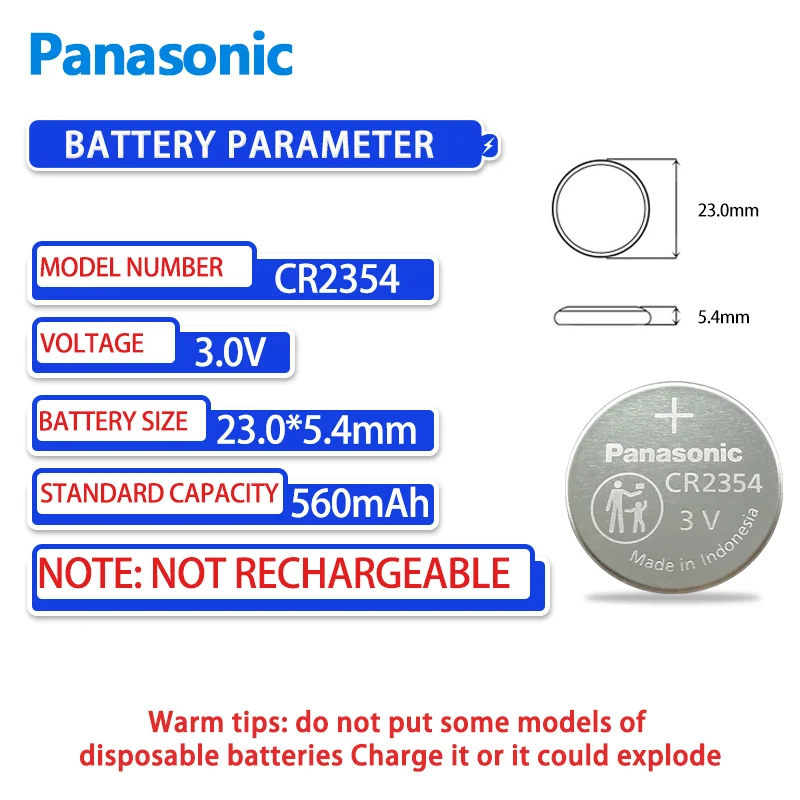 Panasonic CR2354 button battery 3V lithium battery 5 pcs for instruments remote control Rice cooker Bread machine Tesla car key