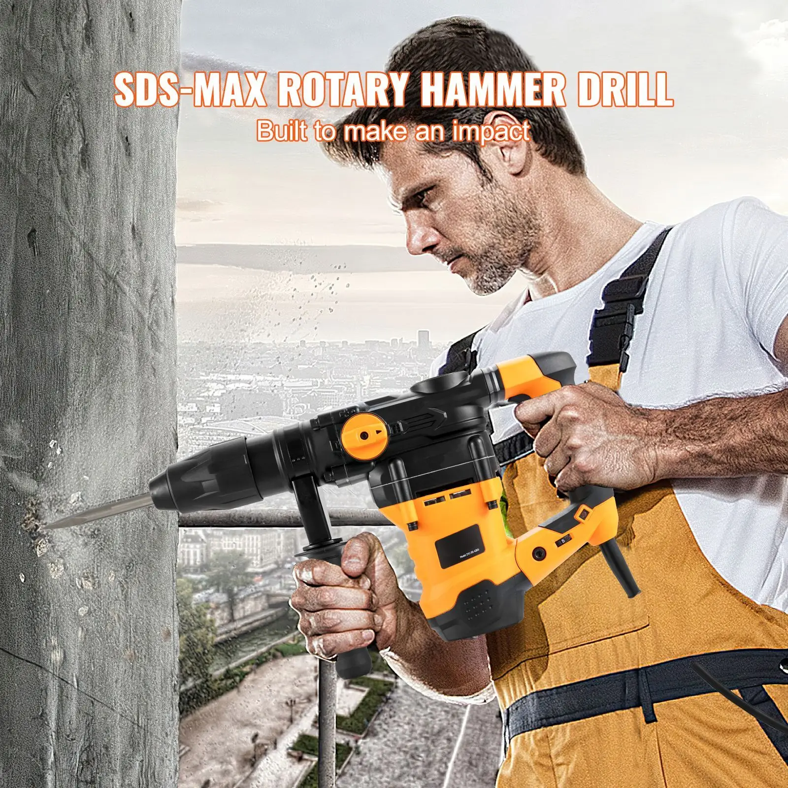 1-9/16 Inch SDS-Max Rotary Hammer Drill, 13Amp Corded, Heavy Duty Chipping with Vibration Control & Safety Clutch, Electric