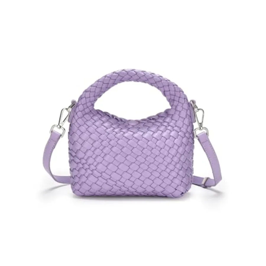 

Vegan Leather Woven Crossbody BagMini Hobo Handbags Crossbody purse for Women Small woven tote bag with Adjustable straps
