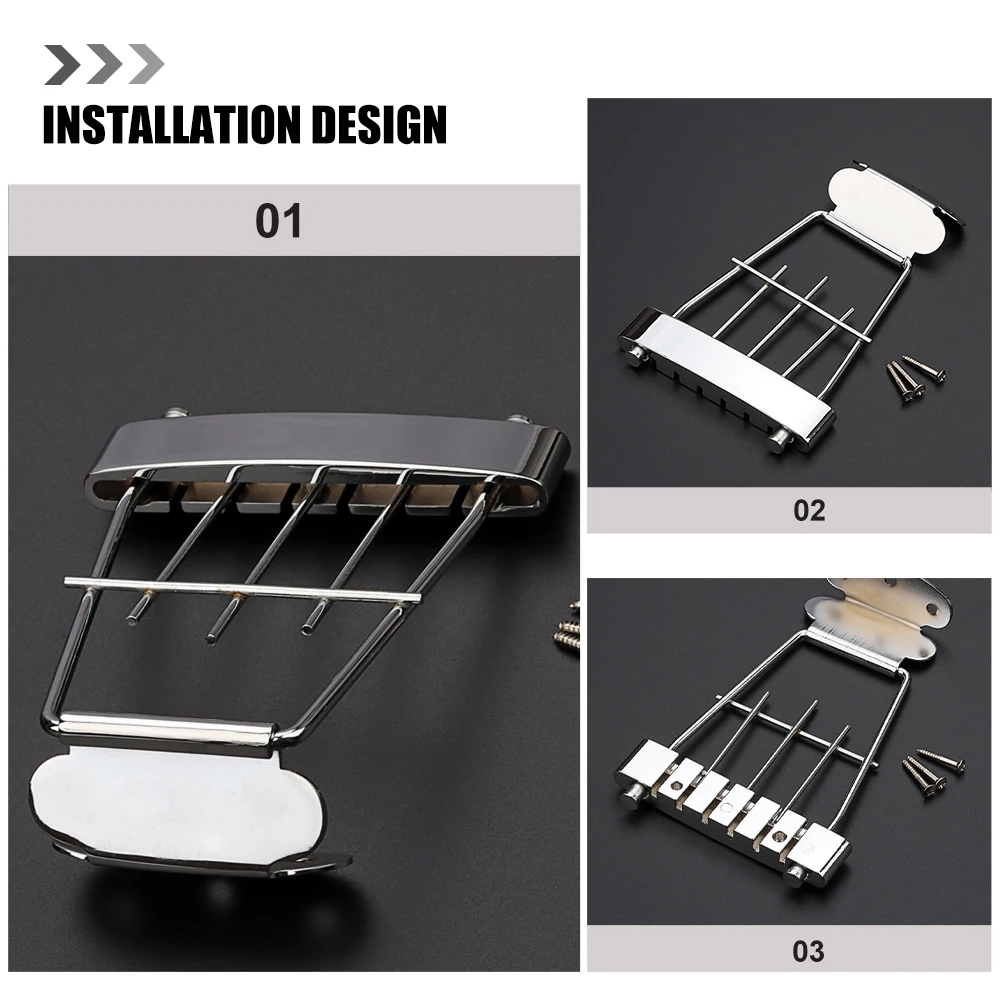 

Guitars Tailpiece Acoustic Bridge Durable and Replace Jazz Metal for Replacement Silver of