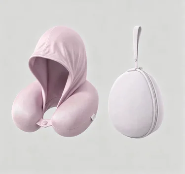 Custom Ergonomic New Upgrade Cool Ice Silk Premium Spine Support Hoody Travel Pillow