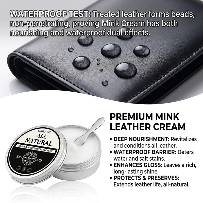 YUNLIWEI Natural Mink Oil Leather Care Cream Deep Nourishing Conditioner Repair Polish Balm for Shoes Furniture Car Leather