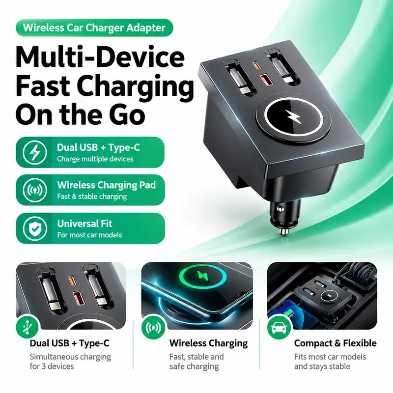For Volvo XC60 XC90 S90 S60 Car Charger Central Control Docking Station Wireless USB Port Expansion