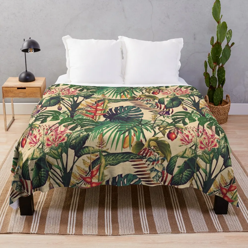 

Tropical Flora (vintage)Throw Blanket double blanket for summer jacquard blankets ands