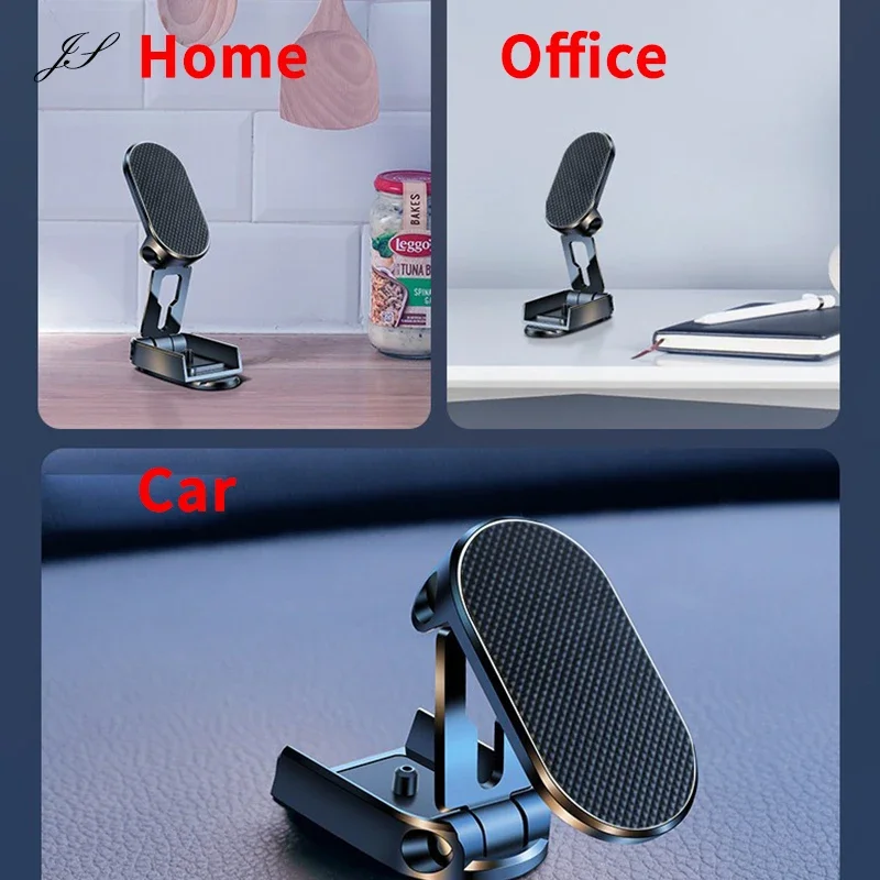 Magnetic Car Phone Holder Stand Dashborad Alloy Foldable Magnet Car Mount Smartphone Mobile Bracket For iPhone 16 Samsung Xiaomi