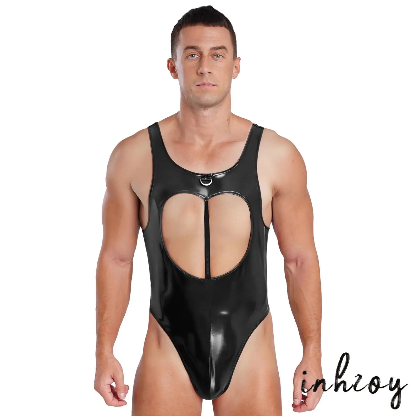 

Mens Sissy Bunny Cosplay Cut Out Bodysuit Rabbit Ear Headwear Bowtie Collar Cuffs for Halloween Drag Queen Nightwear Clubwear