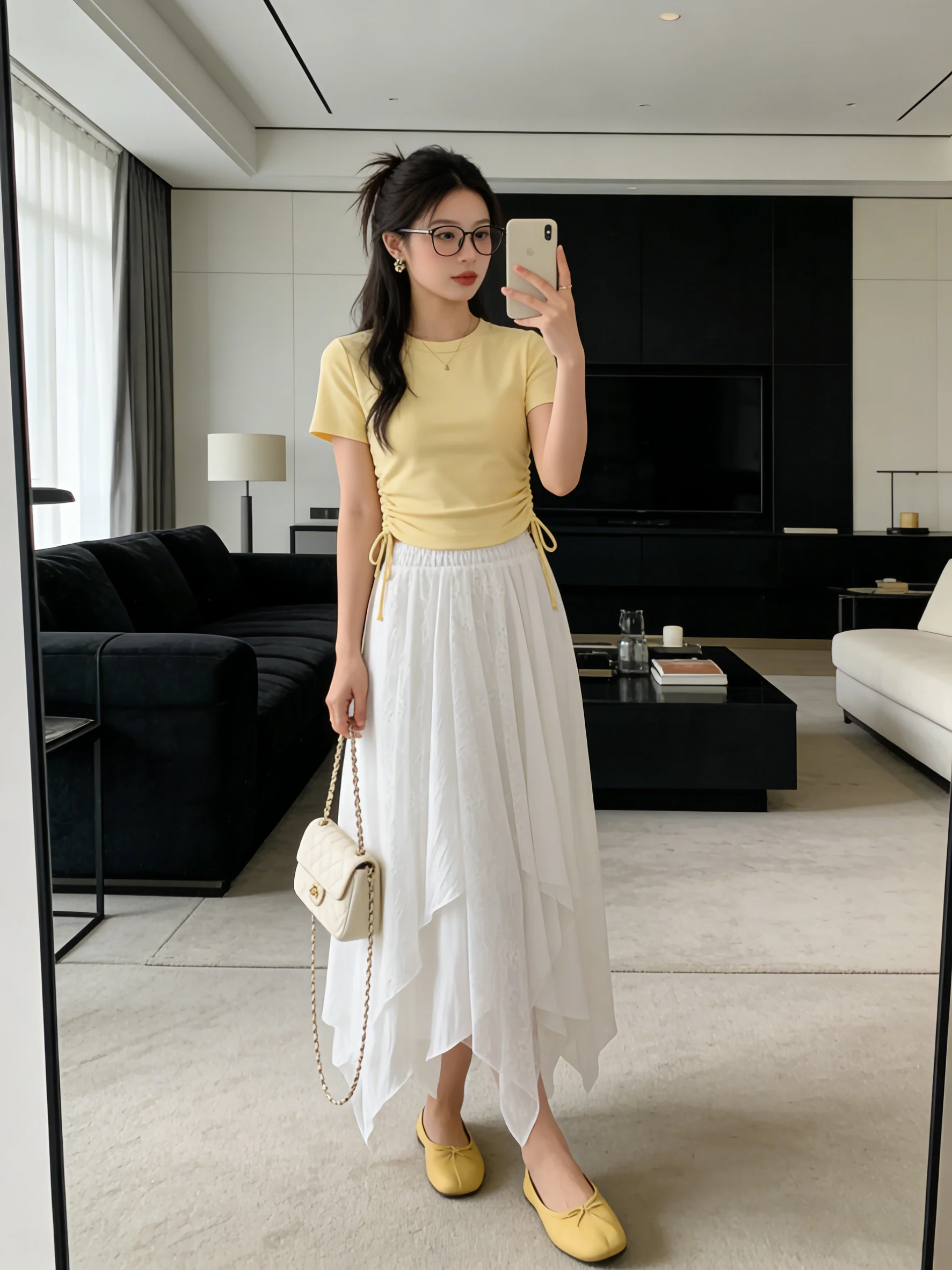 

Юбка-миди в корейском стиле с высокой талией, кружевом и сеткой, асимметричная, А-силуэт, женская, дышащая, приятная к телу, повседневная