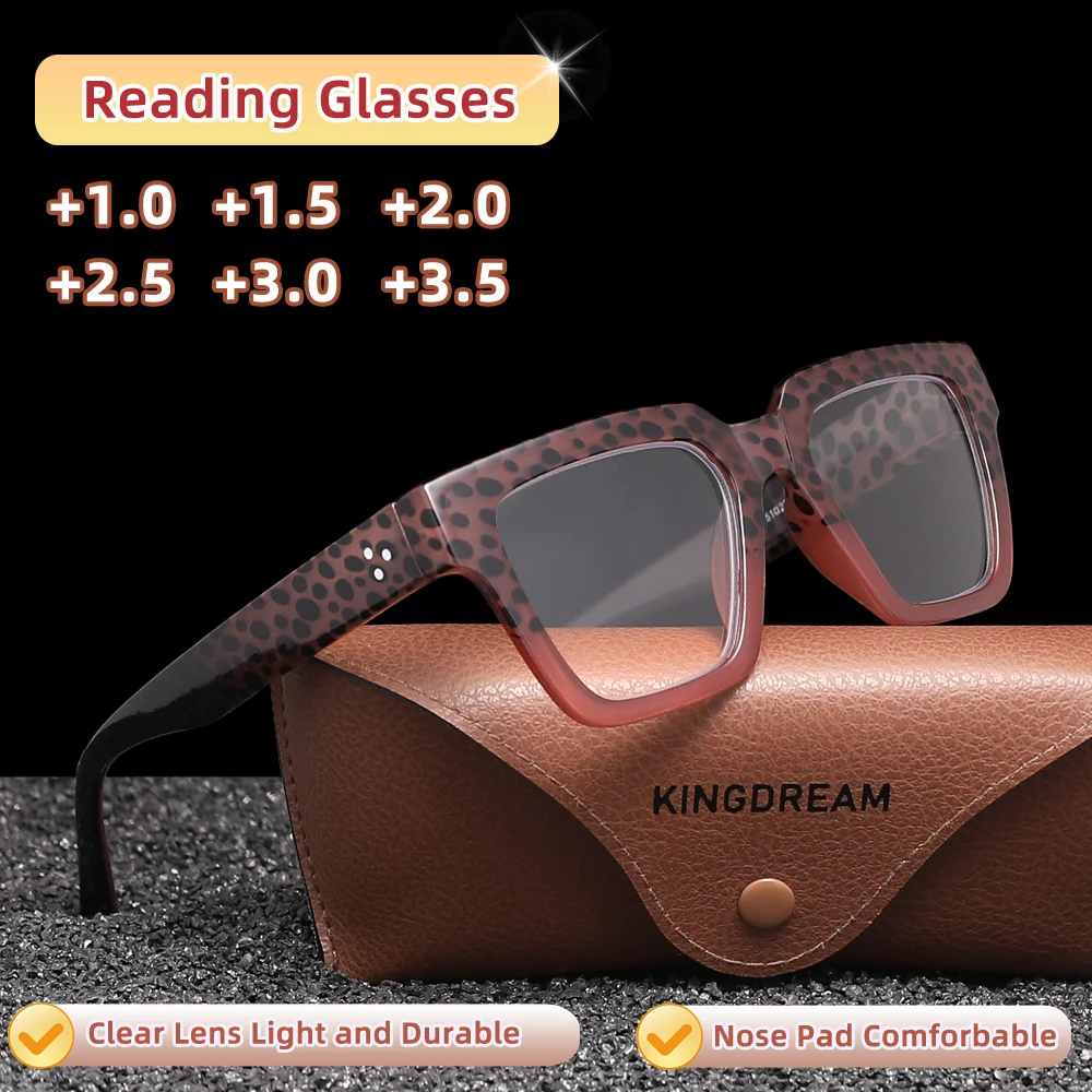 KINGDREAM النساء نظارات للقراءة بعيدة النظر نظارات الكمبيوتر إطار كبير الحجم مضاد للضوء الأزرق طول النظر الشيخوخي نظارات + 1.0 ~ + 3.5