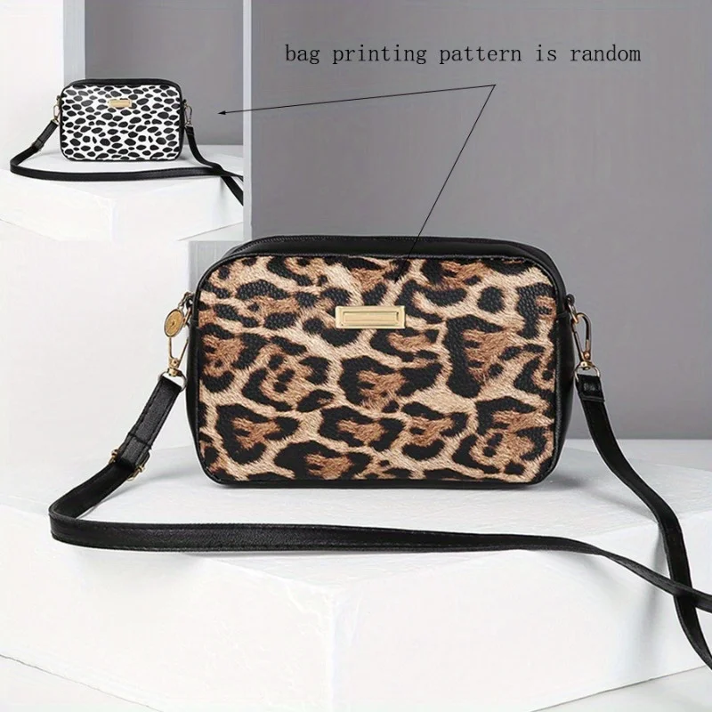 

New retro trend leopard print messenger women's bag simple and versatile trend shoulder small square bag exquisite fashion camer